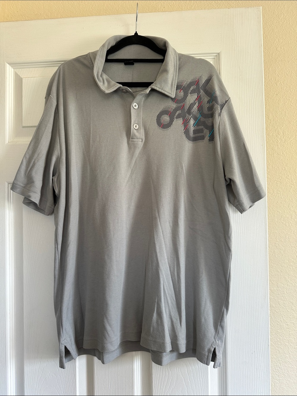 Oakley Light Gray Polo with Chest Graphic